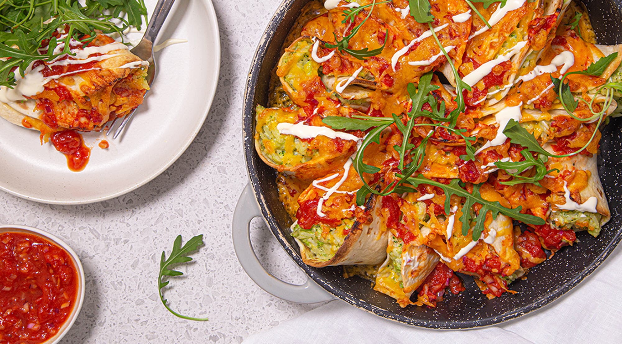 Burritosform med avokado og brokkoliris