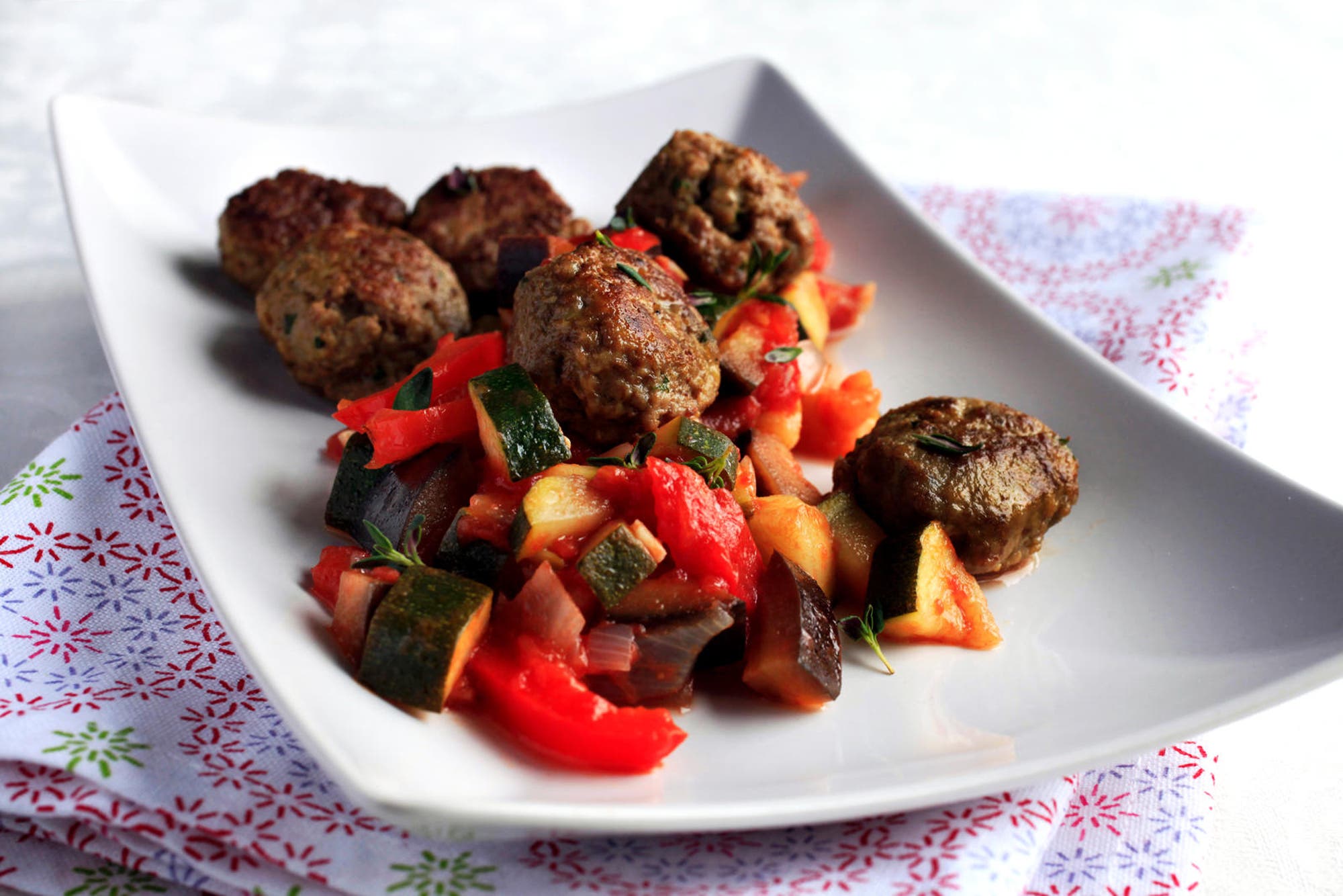 Ratatouille og kjøttboller