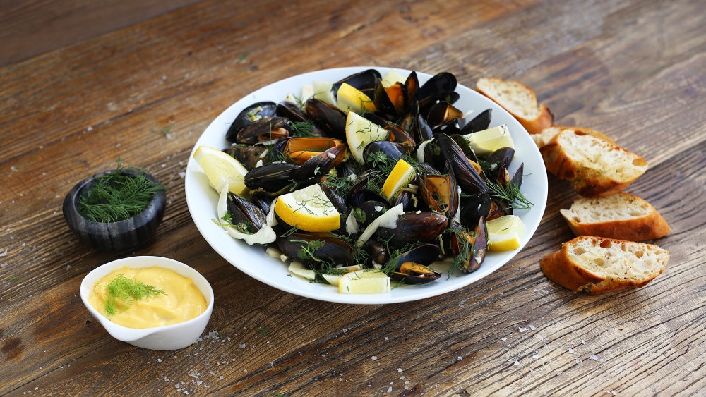 Blåskjell på grillen