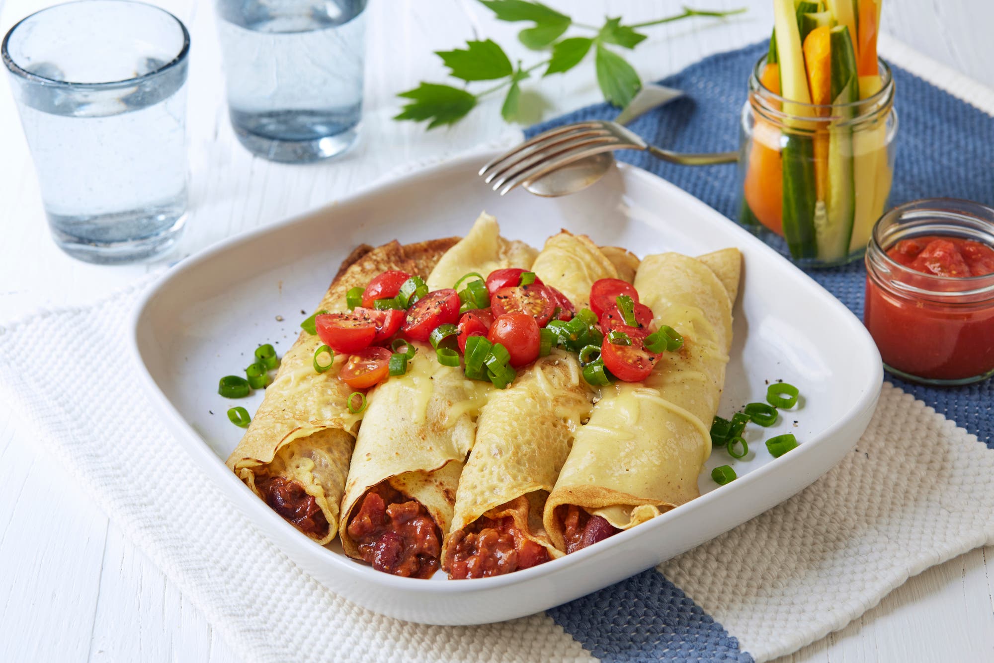 Pannekaker med kylling meksikana