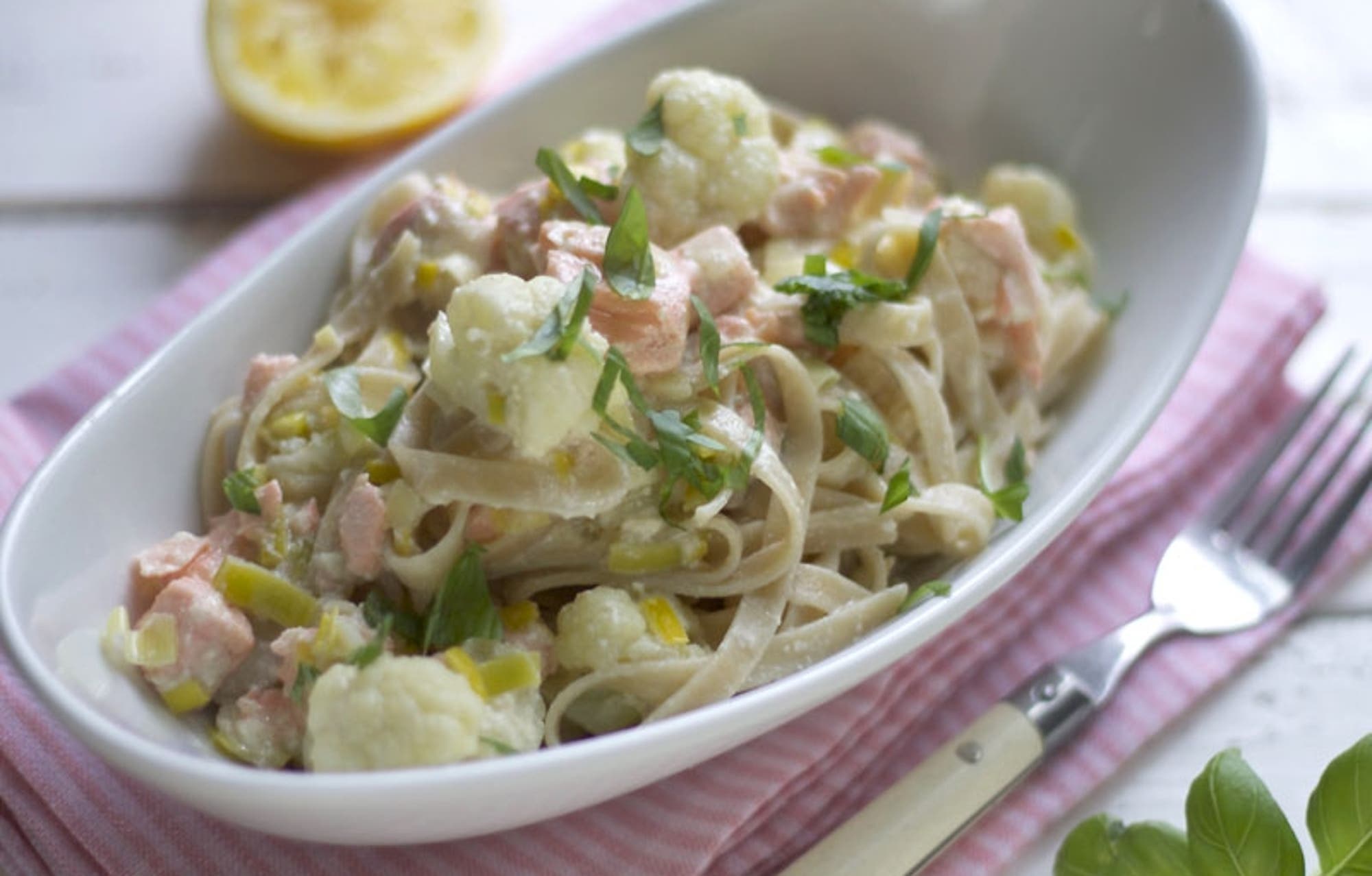 Kremet pastalaks med blomkål