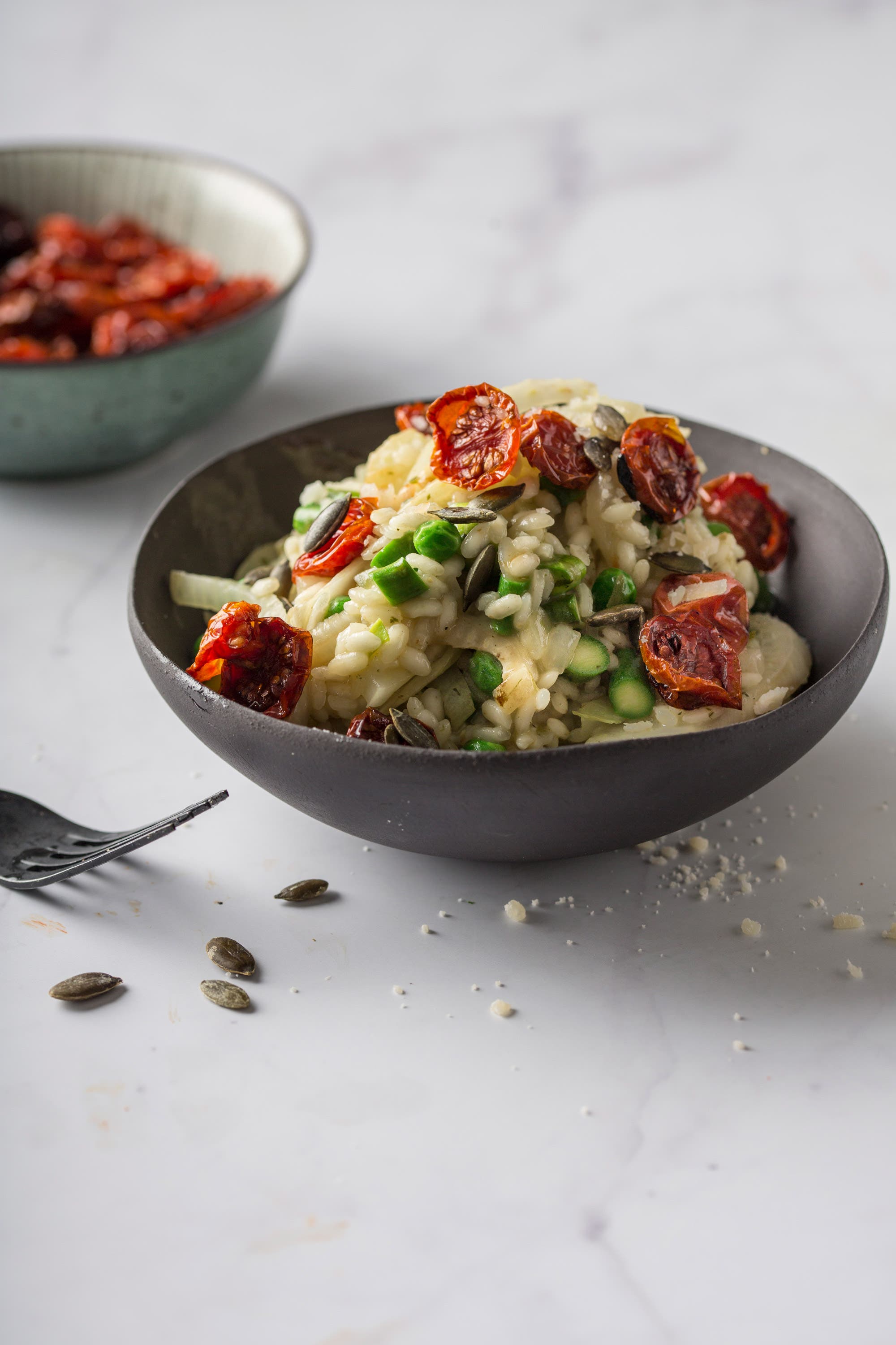 Grønn risotto med supersøte tomater