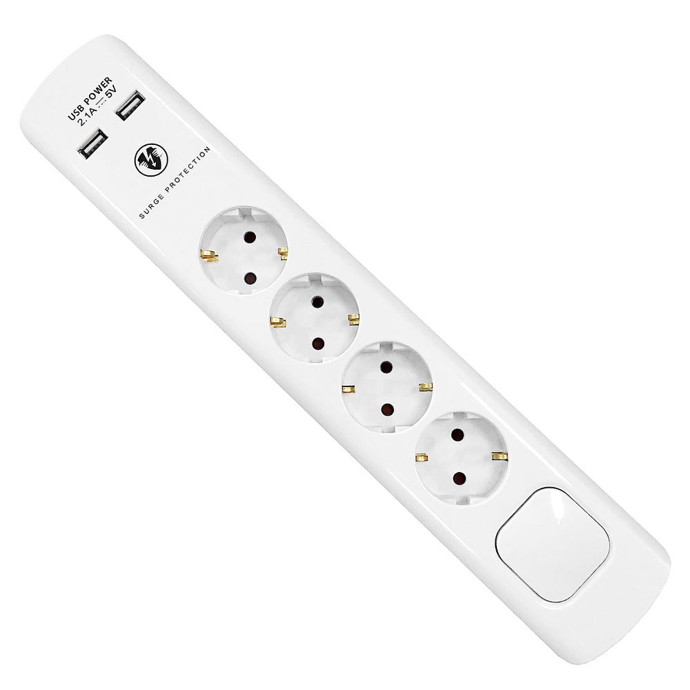 Clas Ohlson 4-veis grenuttak med USB 1.4m