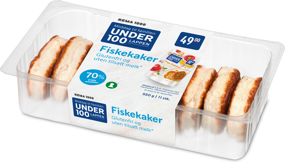 REMA 1000 Fiskekaker 70%, Laktosefri