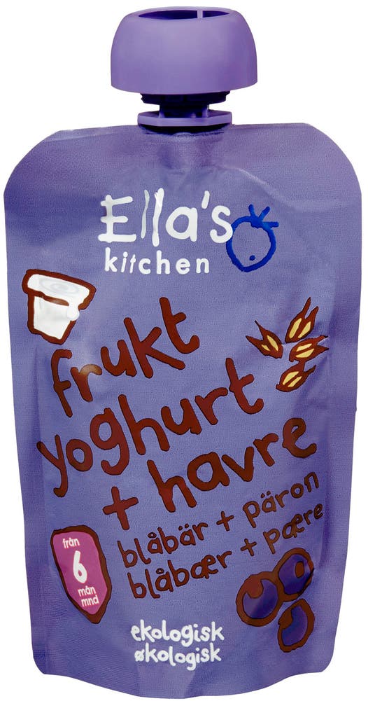 Ella's Kitchen Frukt Yoghurt + Havre, Blåbær + Pære Fra 6 mnd