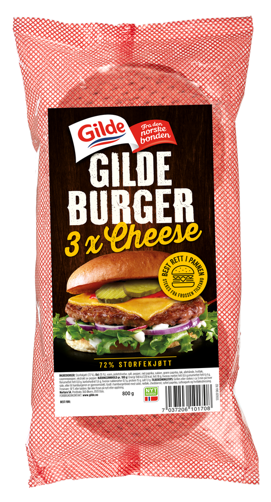Gilde Gildeburger 3xcheese 8 stk i pk