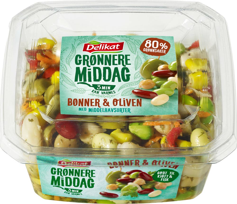 Delikat Grønnere Middag Med Bønner Og Oliven