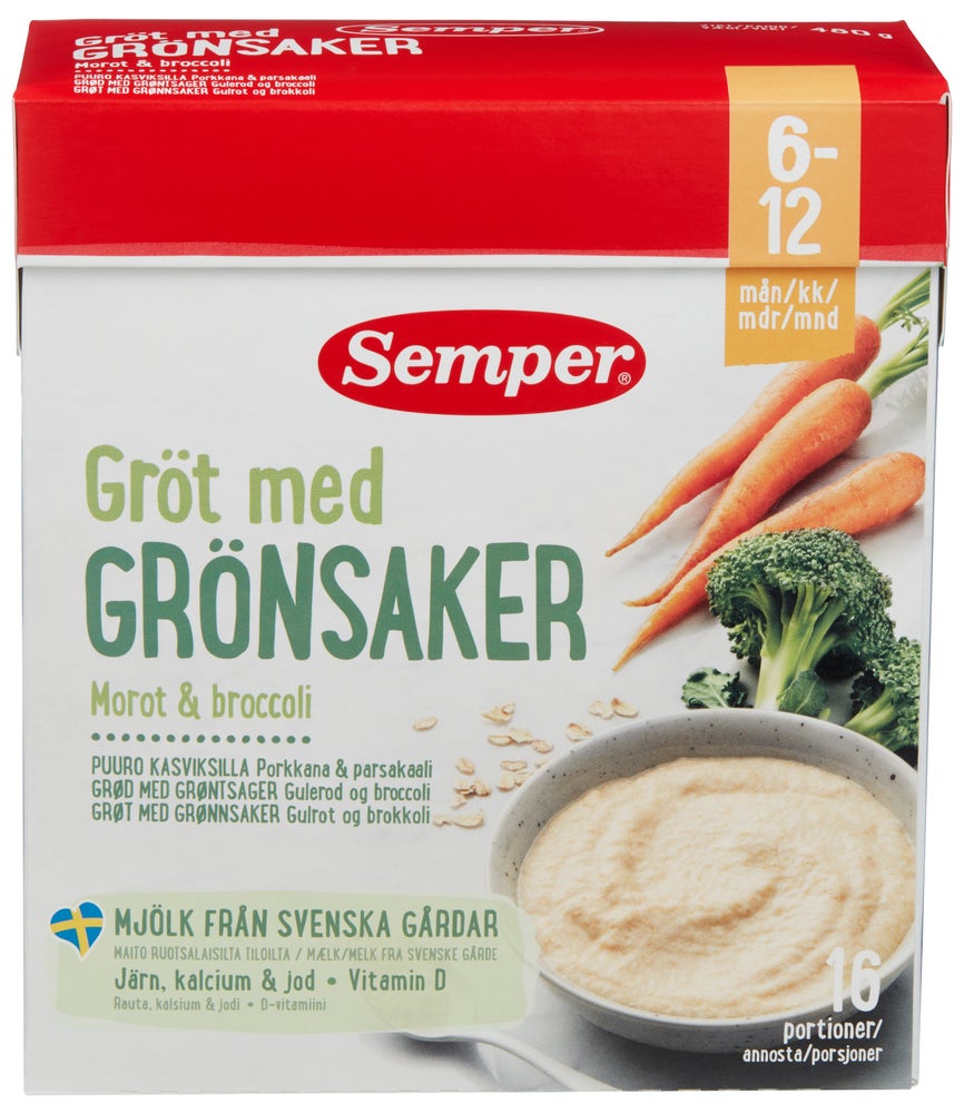Semper Grøt med Gulrot & Brokkoli Fra 6-12 mnd