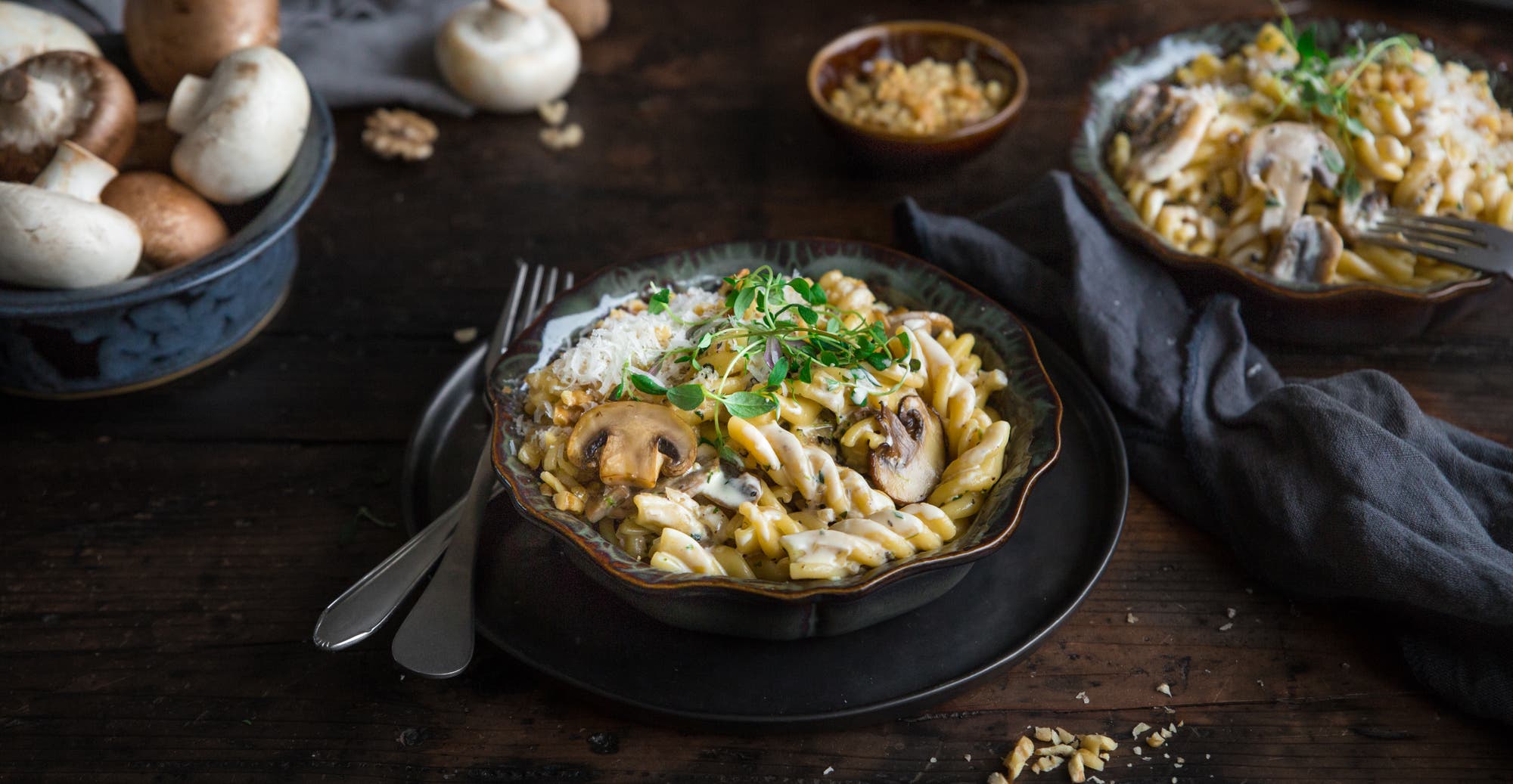 Kremet pasta med sopp